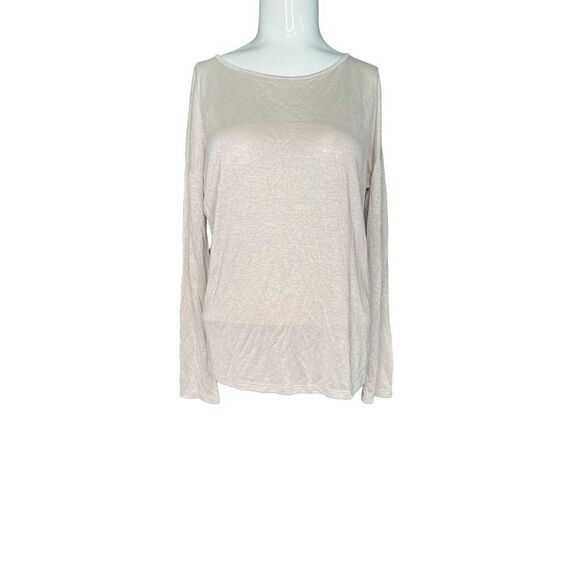 3/$15 or 5/$20 Tahari size small beige shimmer long sleeve top - Picture 1 of 10